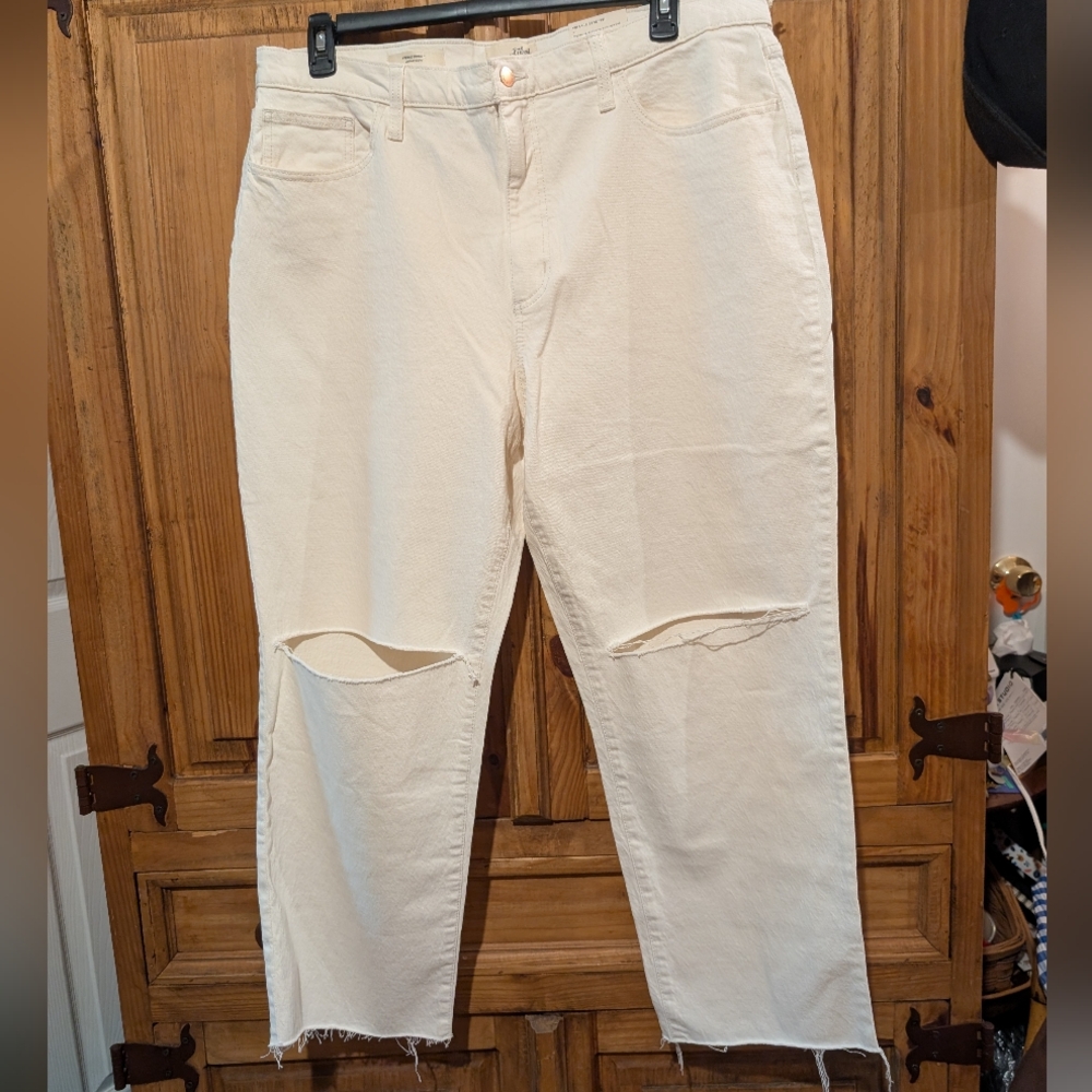 Cream Straight Jeans